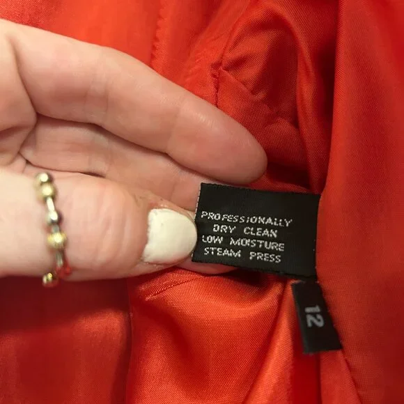 VTG Giorgio Sant' Angelo Women's 100% Wool RED Blazer One Button Silver Size 12 - Picture 6 of 10